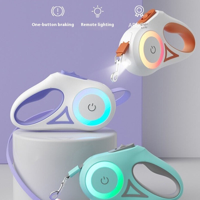 Laisse rétractable pour chien et collier Spotlight, corde de traction automatique pour chien et chat, pour petits et moyens chiens, produit pour animaux de compagnie - LUXARAH
