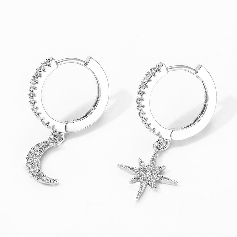 Boucles d'oreilles asymétriques Fashion Star Moon