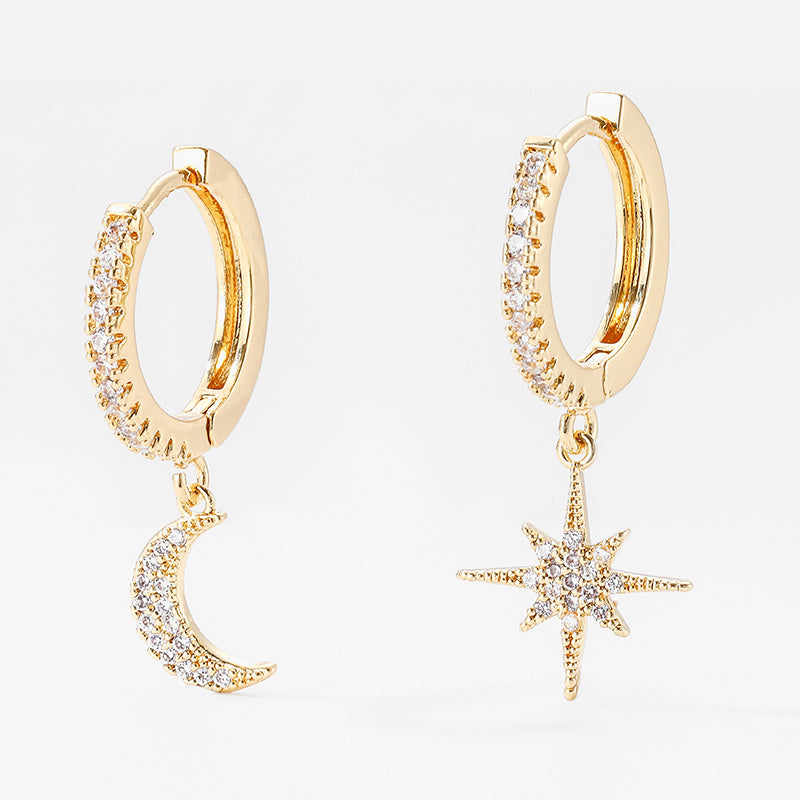 Boucles d'oreilles asymétriques Fashion Star Moon