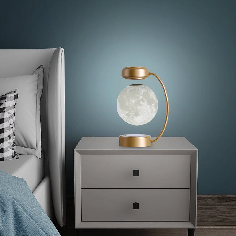 Veilleuse LED 3D en forme de lune, sans fil, magnétique, rotative, boule flottante, pour l'école, le bureau, la librairie, la décoration de la maison