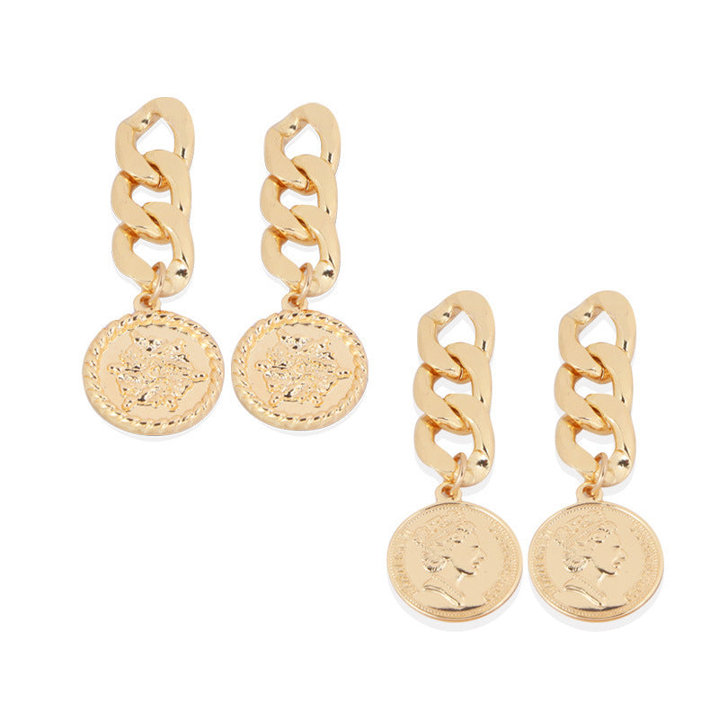 Boucles d'oreilles à tige en argent avec chaîne