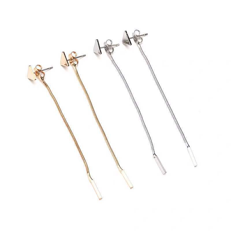 Boucles d'oreilles longues, boucles d'oreilles à pompons pour femmes, boucles d'oreilles triangulaires, petites boucles d'oreilles
