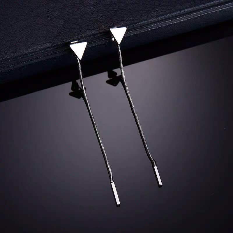 Boucles d'oreilles longues, boucles d'oreilles à pompons pour femmes, boucles d'oreilles triangulaires, petites boucles d'oreilles