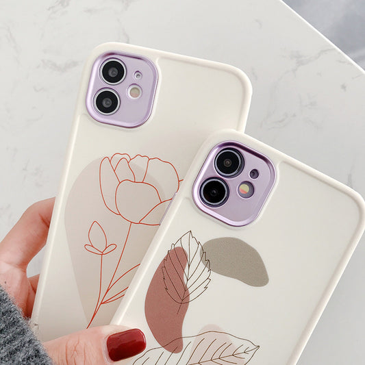 Compatible avec, Compatible avec, Coque de téléphone à motif de feuille vintage et fleur, coque arrière souple antichoc
