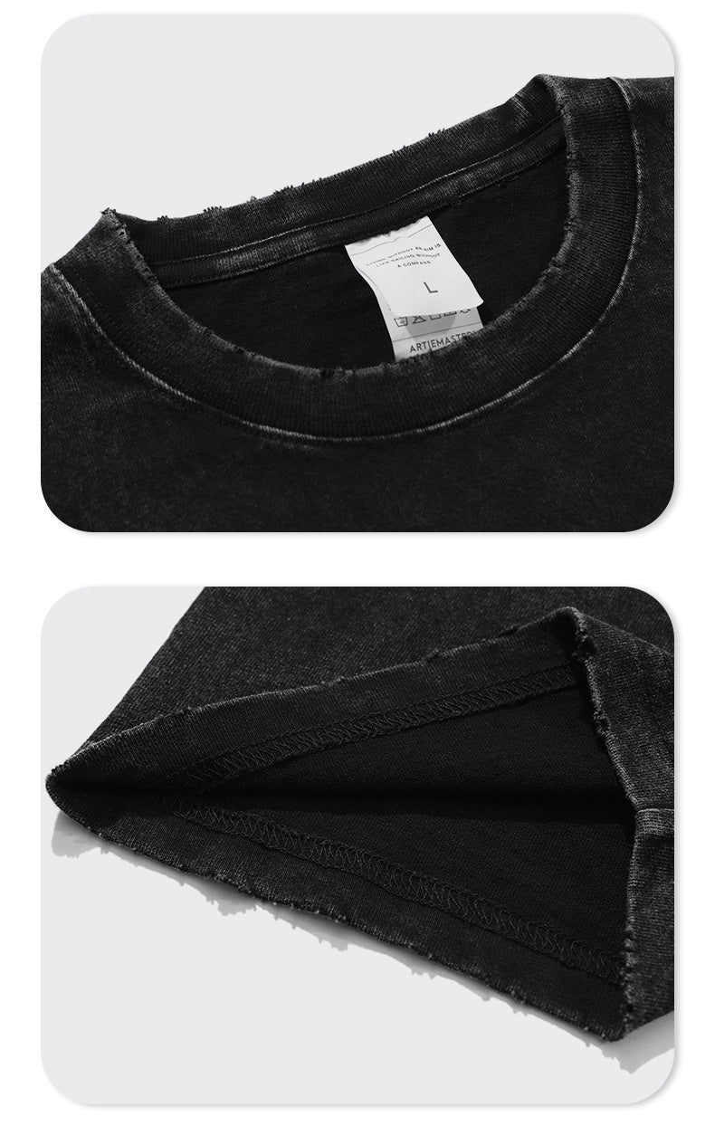 T-shirt ample en coton pour homme, imprimé caries à jet d'encre foncé, surdimensionné - LUXARAH