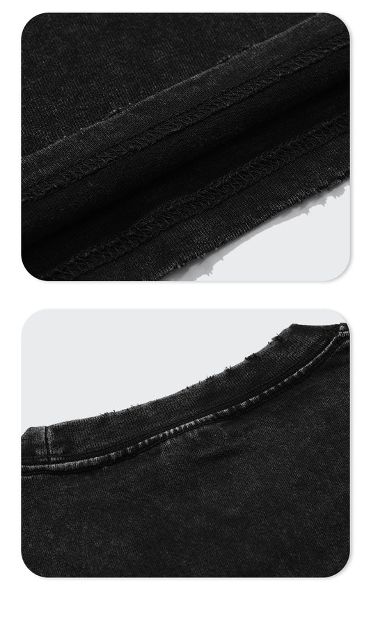 T-shirt ample en coton pour homme, imprimé caries à jet d'encre foncé, surdimensionné - LUXARAH