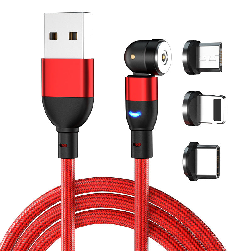 Câble de données, 540 degrés aspiration aveugle, câble de charge magnétique rond, câble magnétique courbé trois en un