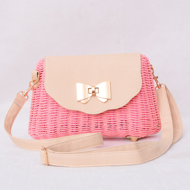 Sac en rotin à fermoir papillon pour femme