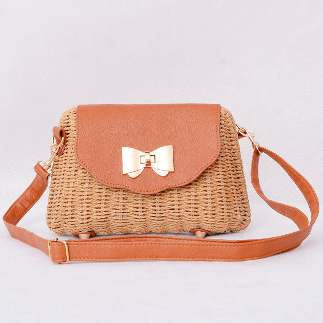 Sac en rotin à fermoir papillon pour femme