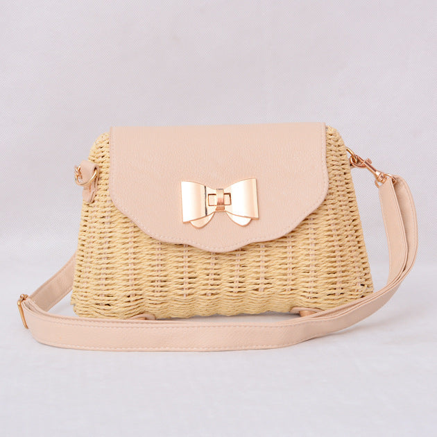 Sac en rotin à fermoir papillon pour femme