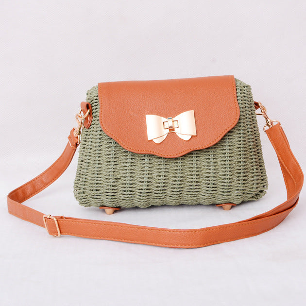 Sac en rotin à fermoir papillon pour femme