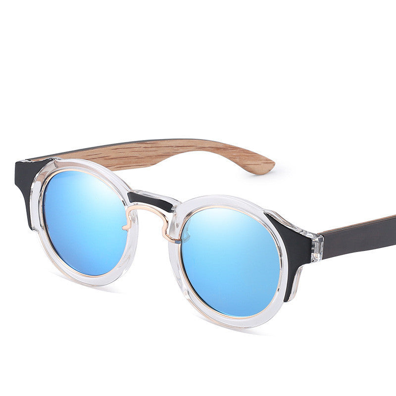 Lunettes de soleil rétro colorées en bambou et bois, style punk, pour hommes et femmes, verres ronds polarisés tendance