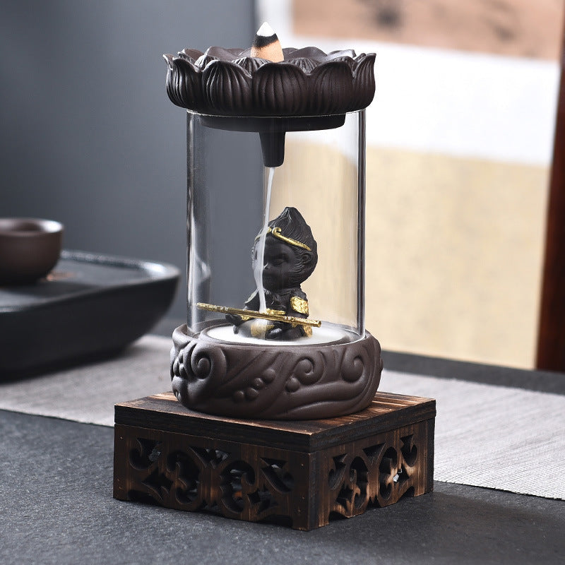 Brûleur d'encens à refoulement, couverture anti-vent, brûleur d'encens en bois de santal, Le Grand Sage rend le Zen