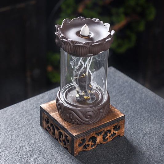 Brûleur d'encens à refoulement, couverture anti-vent, brûleur d'encens en bois de santal, Le Grand Sage rend le Zen