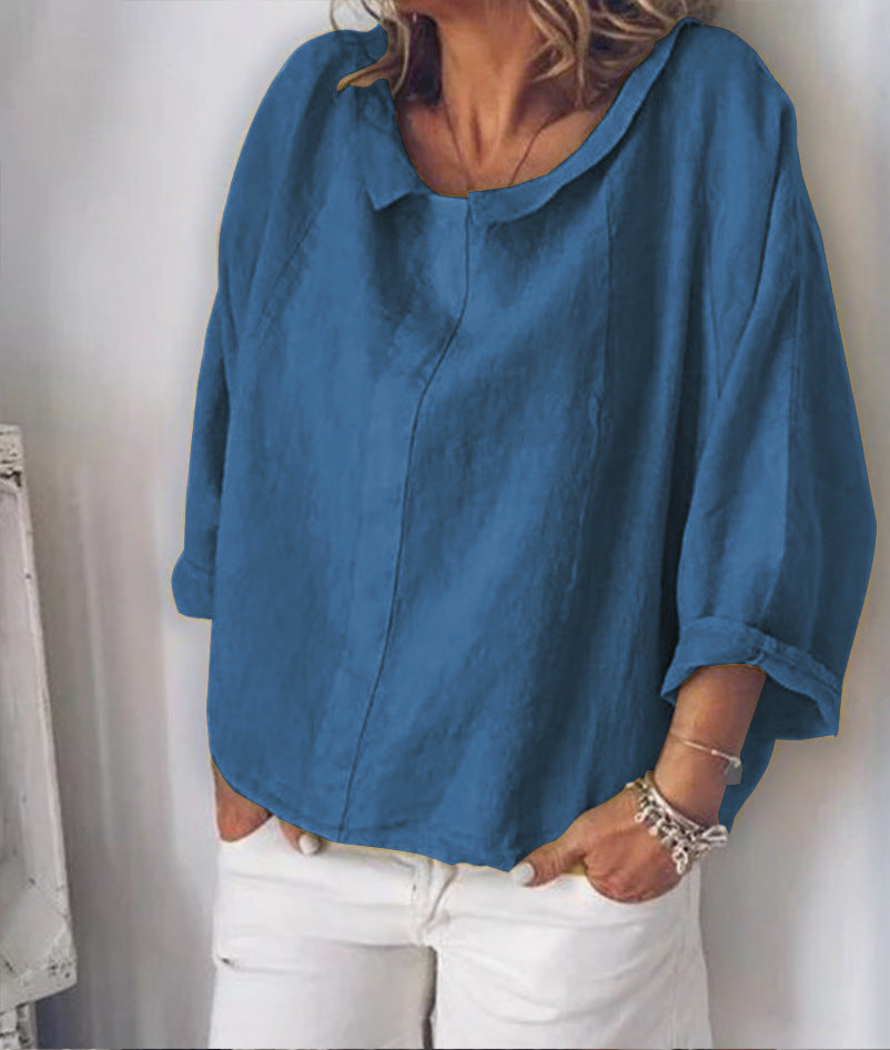 Mode ZANZEA Femmes, Col Revers, Chemisier Automne, Chemise À Manches Longues, Décontracté, Solide, Blusas, Coton, Lin, Hauts, Travail, Chemise, - LUXARAH
