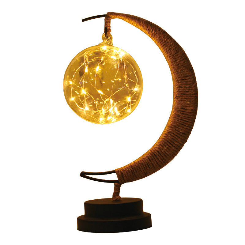 Lampe LED Étoiles, Lune, Veilleuse, Boule, Rotin, Noël