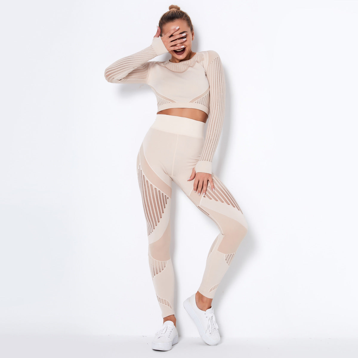 Combinaison de yoga absorbante tricotée sans coutures à manches longues - LUXARAH