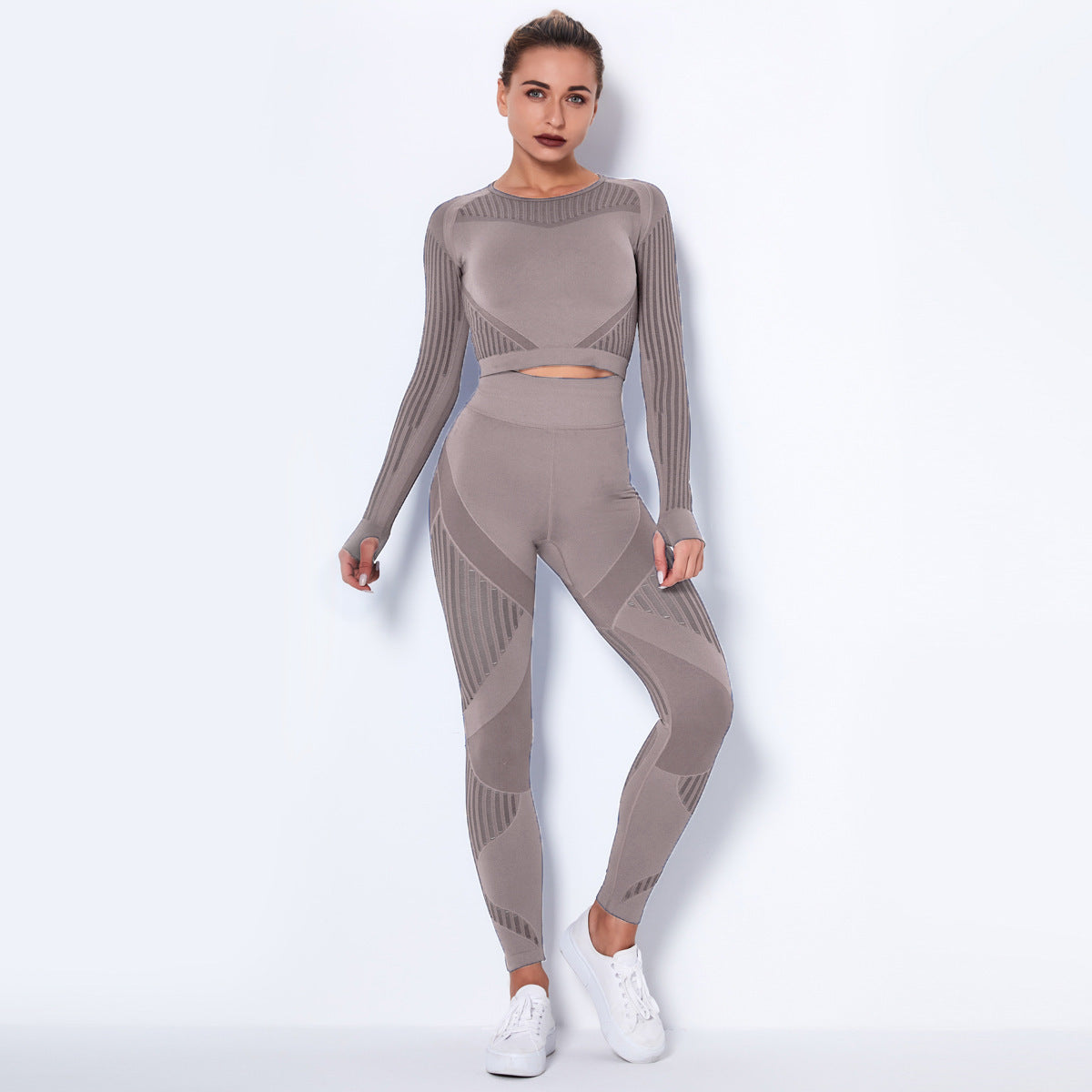 Combinaison de yoga absorbante tricotée sans coutures à manches longues - LUXARAH