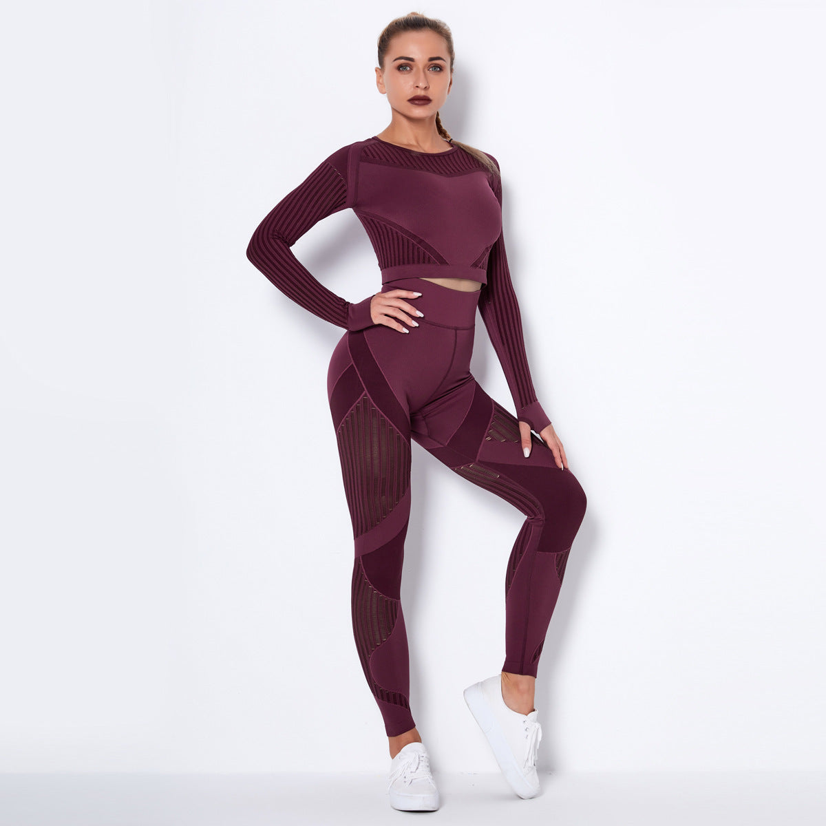 Combinaison de yoga absorbante tricotée sans coutures à manches longues - LUXARAH