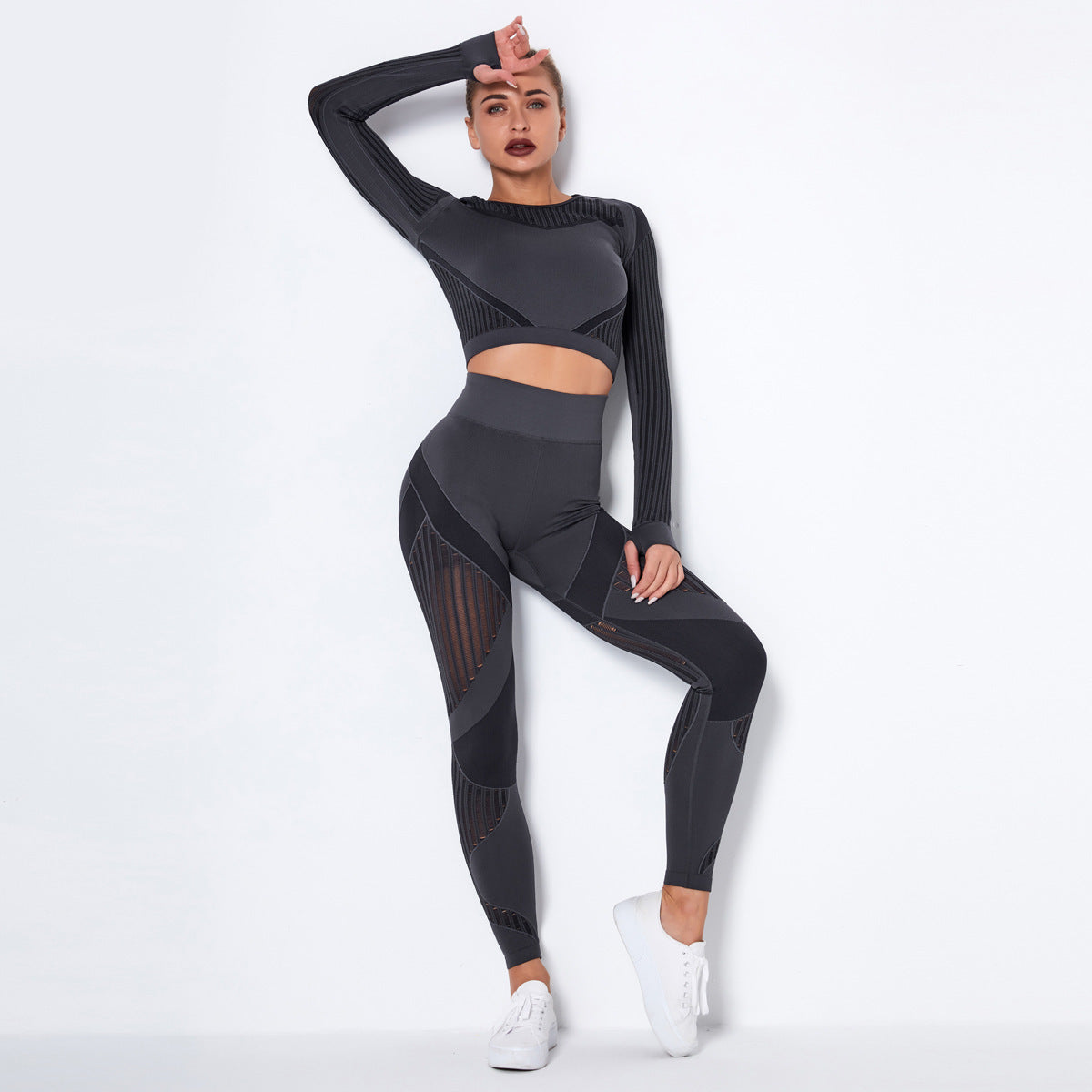 Combinaison de yoga absorbante tricotée sans coutures à manches longues - LUXARAH