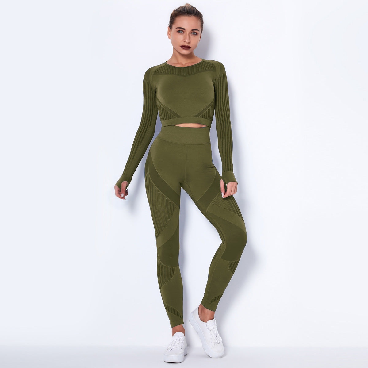 Combinaison de yoga absorbante tricotée sans coutures à manches longues - LUXARAH