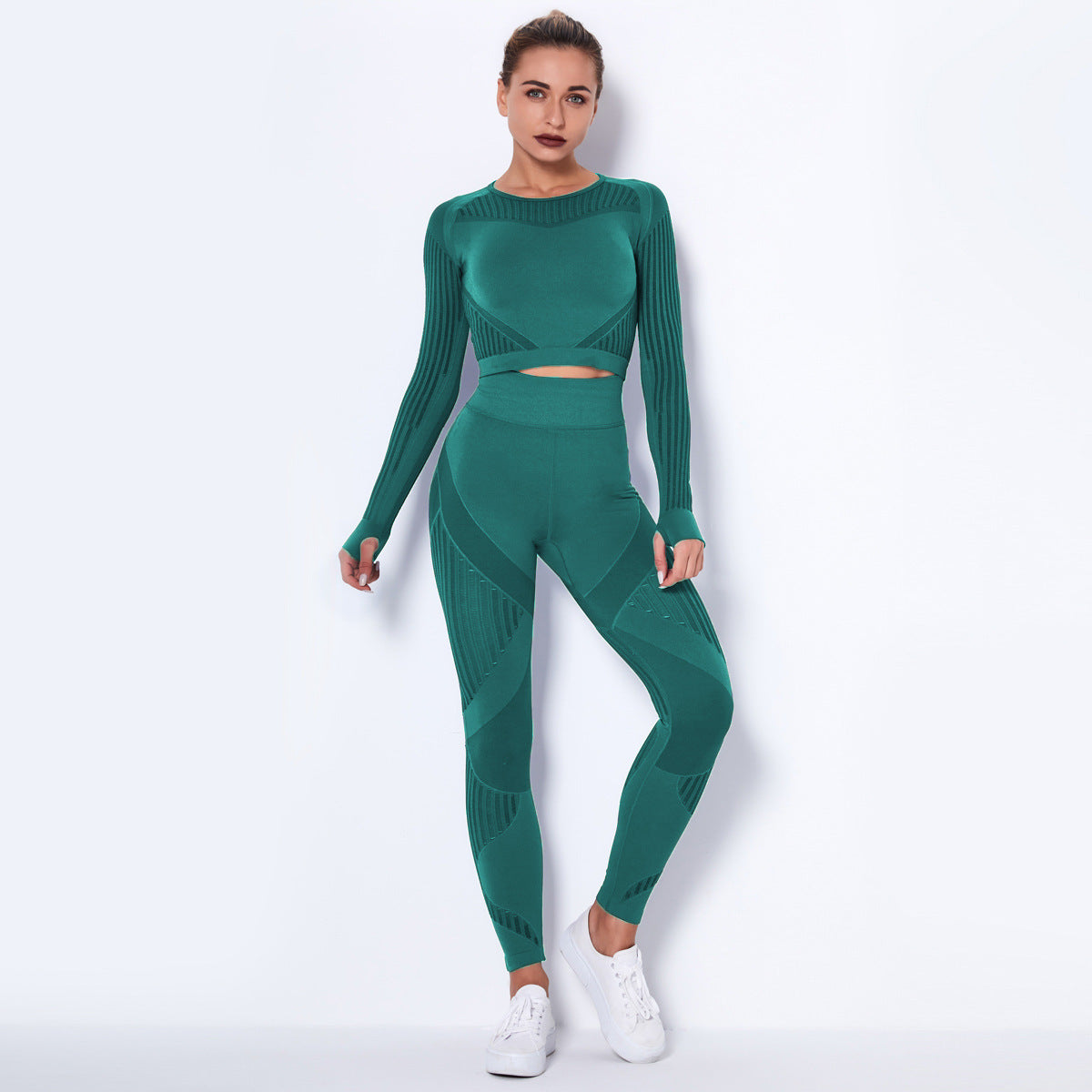 Combinaison de yoga absorbante tricotée sans coutures à manches longues - LUXARAH