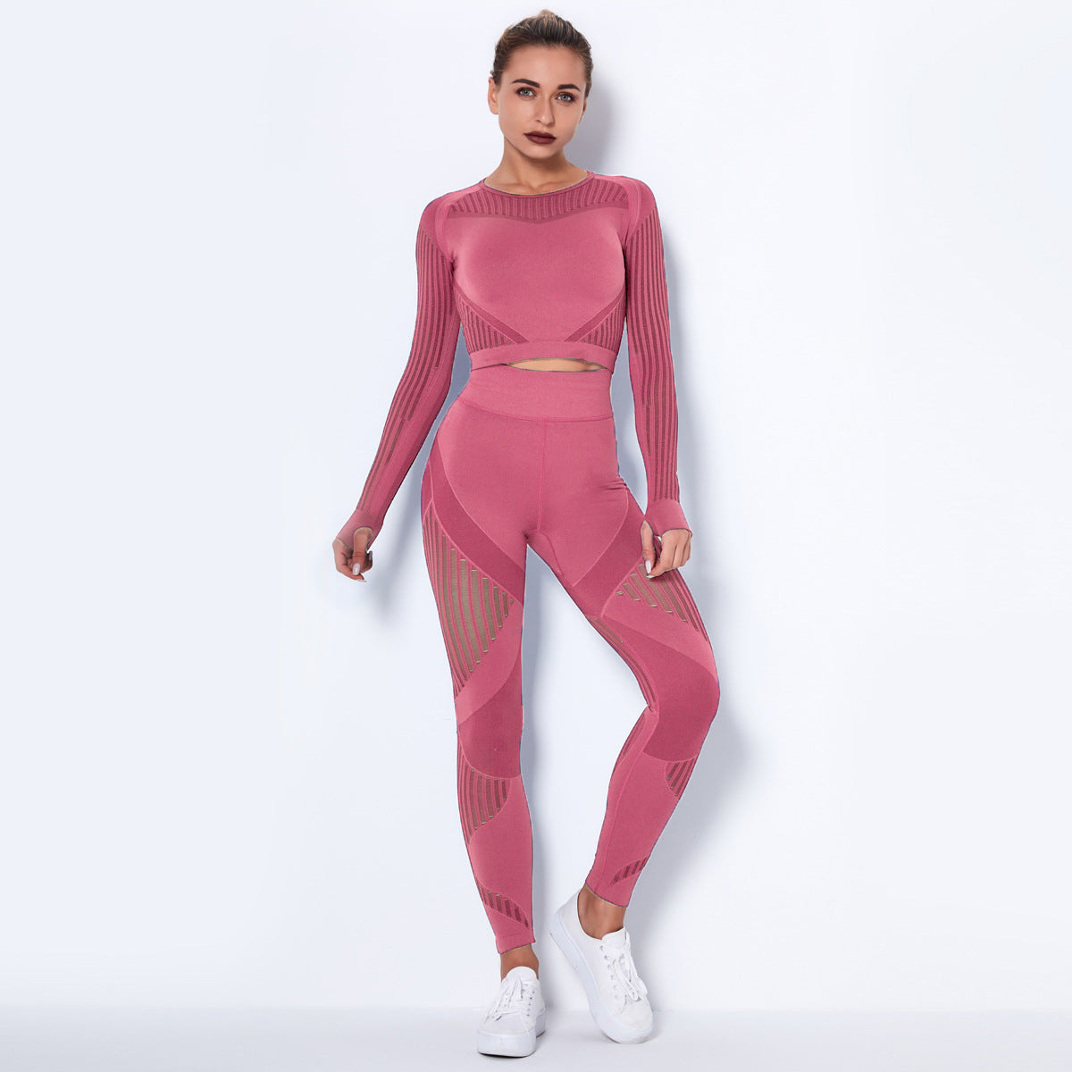 Combinaison de yoga absorbante tricotée sans coutures à manches longues - LUXARAH