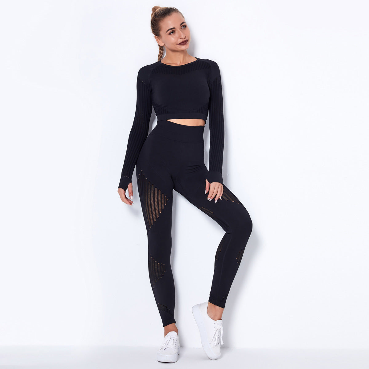 Combinaison de yoga absorbante tricotée sans coutures à manches longues - LUXARAH