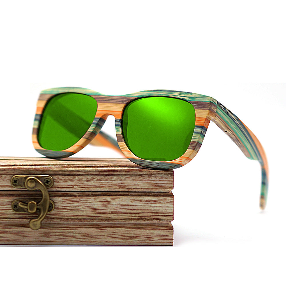 Lunettes de soleil en bambou et bois de couleur bois verres polarisés rétro multicouches en bambou et bois stratifié