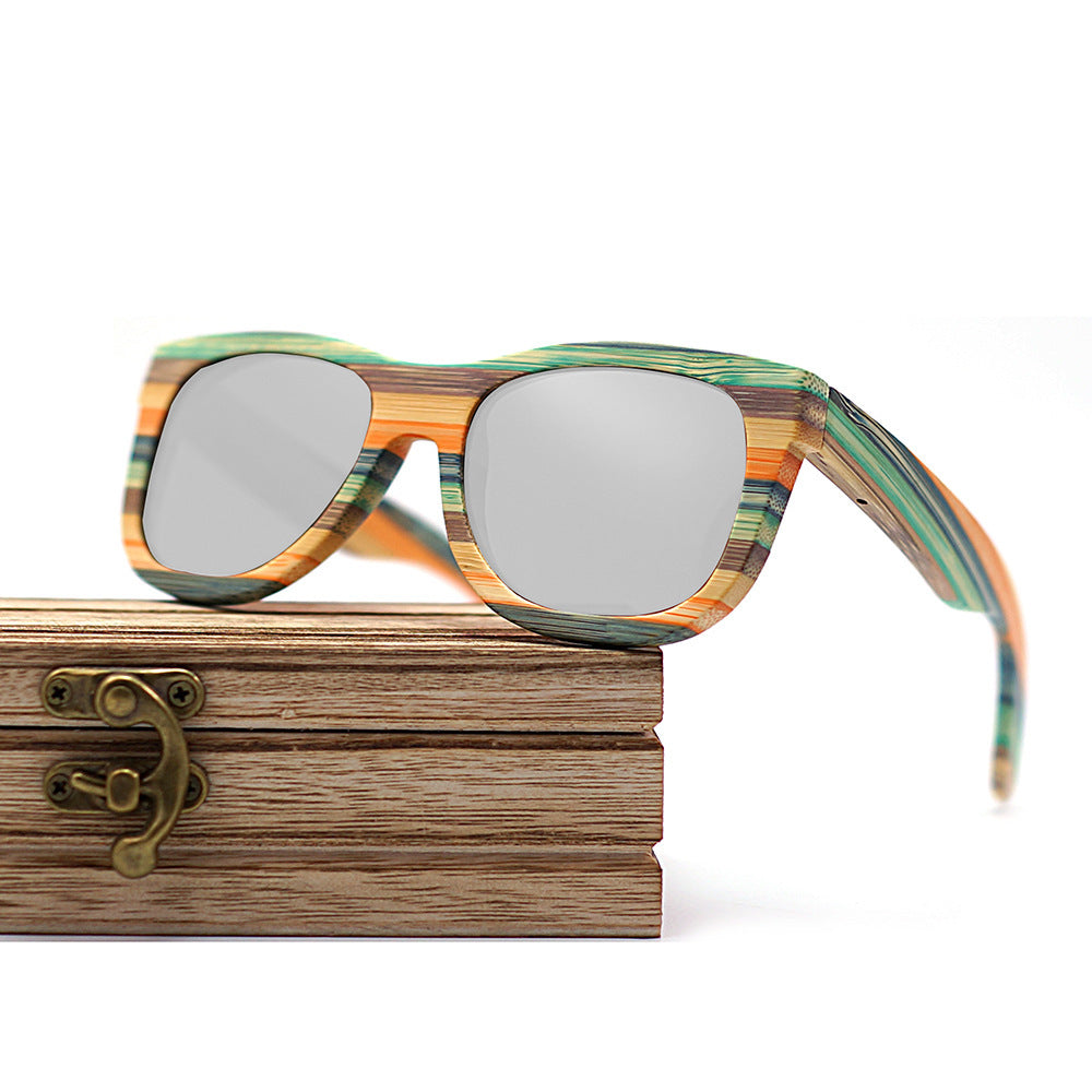 Lunettes de soleil en bambou et bois de couleur bois verres polarisés rétro multicouches en bambou et bois stratifié