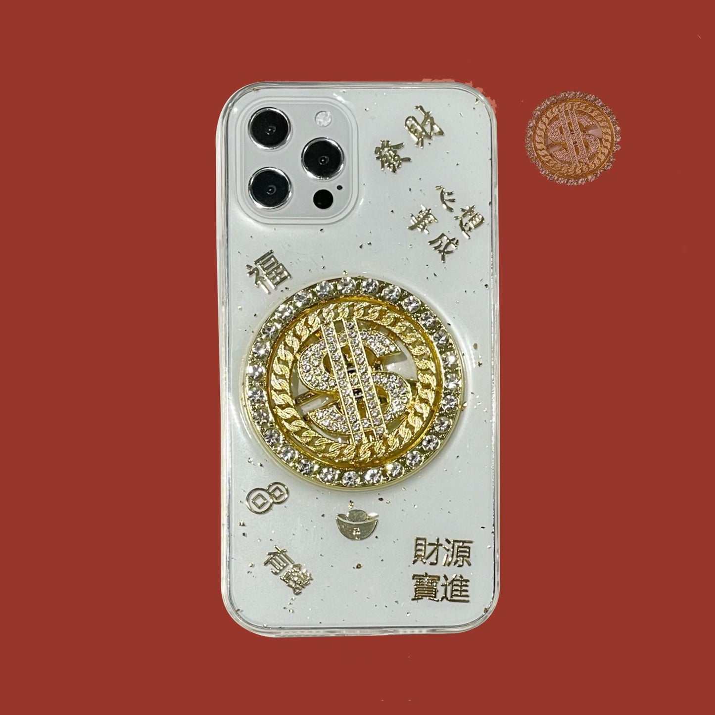 Coque de téléphone 3D Diamond Dollar Turnplate de luxe