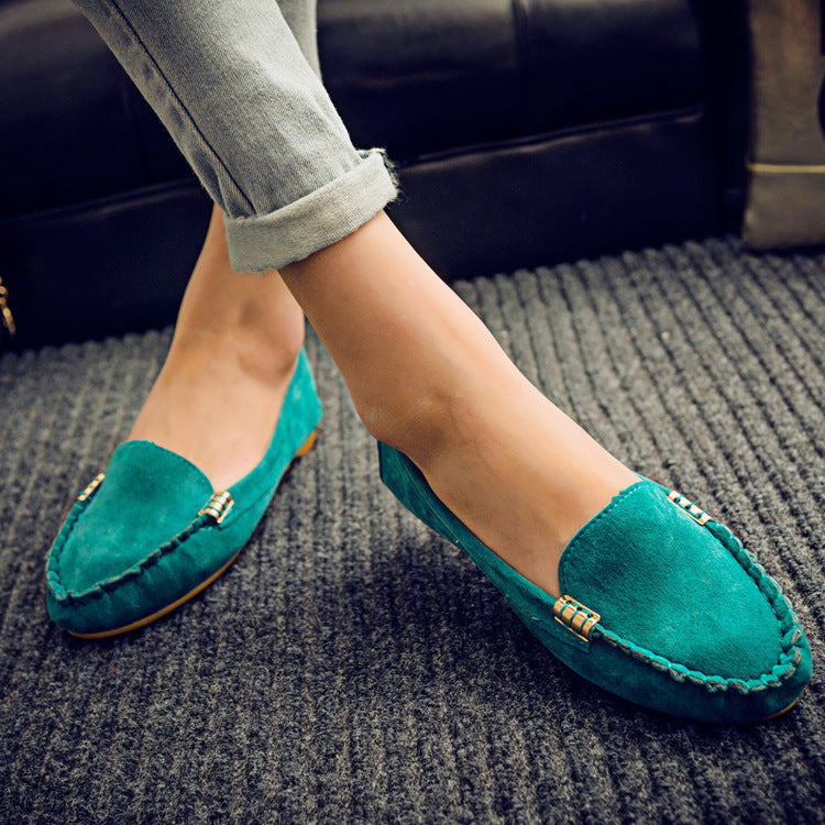Escarpins à talons plats, simples, plates pour femmes, à pois pour étudiantes - LUXARAH