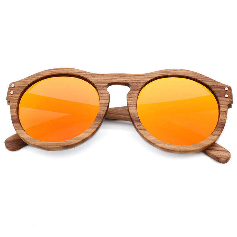 Lunettes de soleil polarisées à monture ronde en bois de bambou