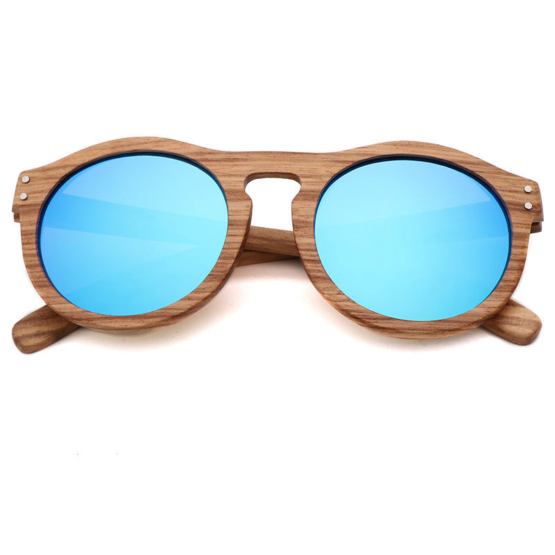 Lunettes de soleil polarisées à monture ronde en bois de bambou