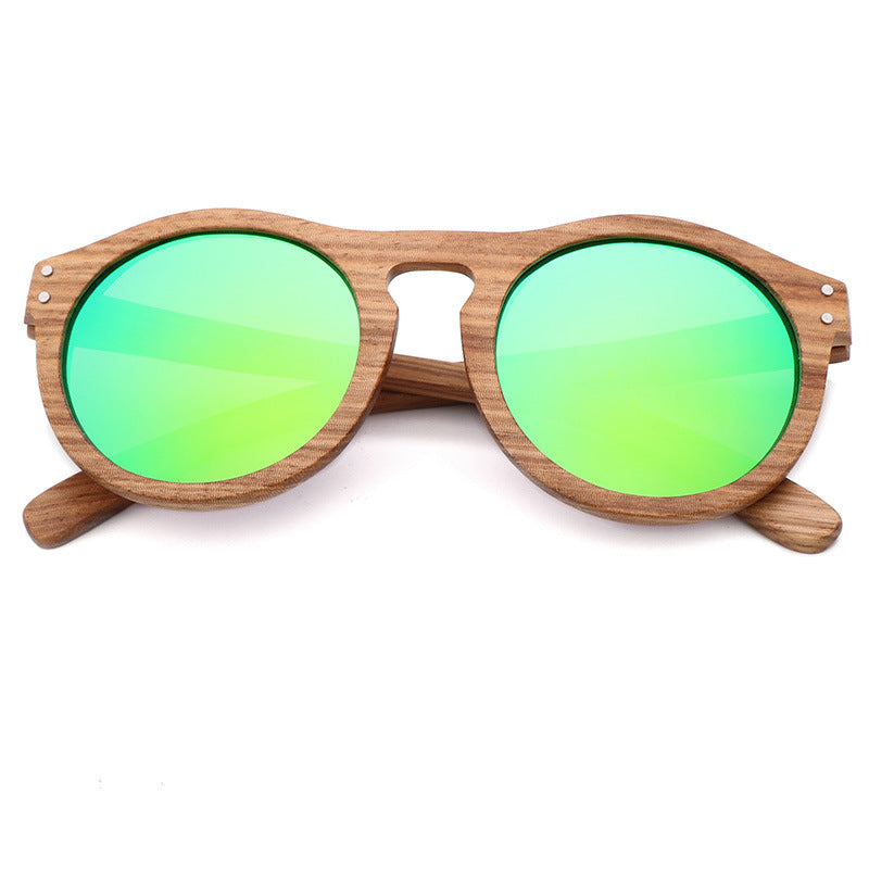 Lunettes de soleil polarisées à monture ronde en bois de bambou