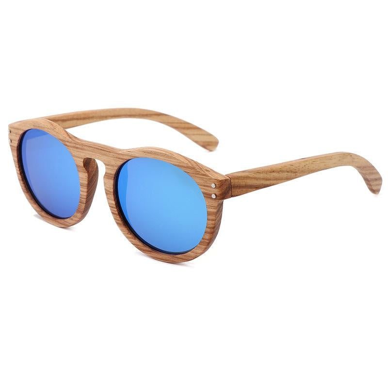 Lunettes de soleil polarisées à monture ronde en bois de bambou