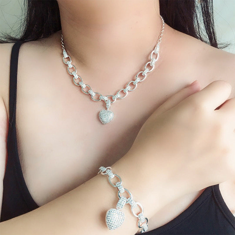 Parure de bijoux de luxe couleur or avec bracelets et colliers ras du cou en zircone cubique pour femme, bijoux de mariage - LUXARAH