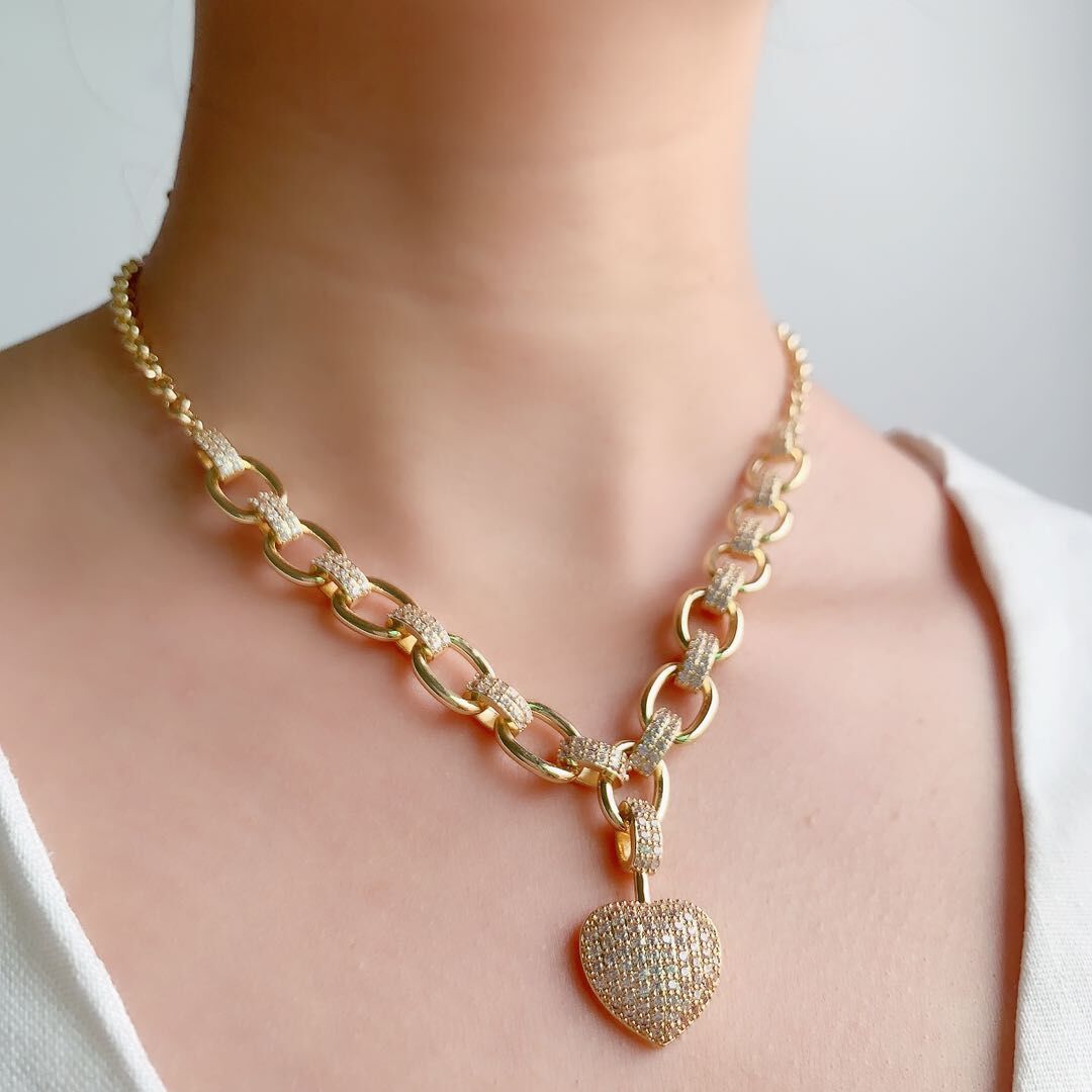 Parure de bijoux de luxe couleur or avec bracelets et colliers ras du cou en zircone cubique pour femme, bijoux de mariage - LUXARAH