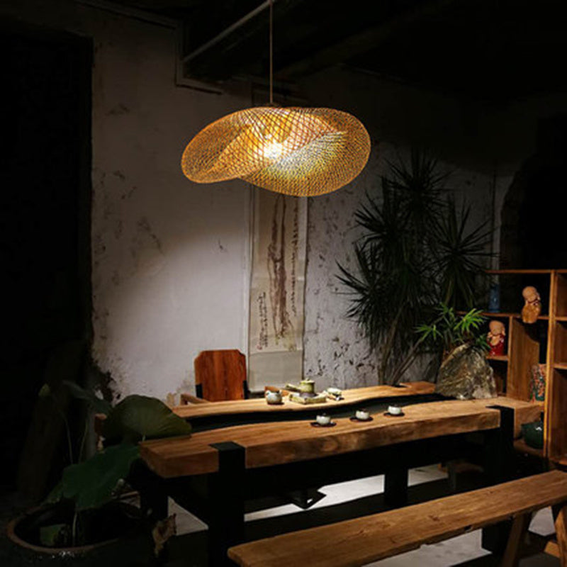 Lustre en bambou, lampe de salon de thé zen chinoise - LUXARAH