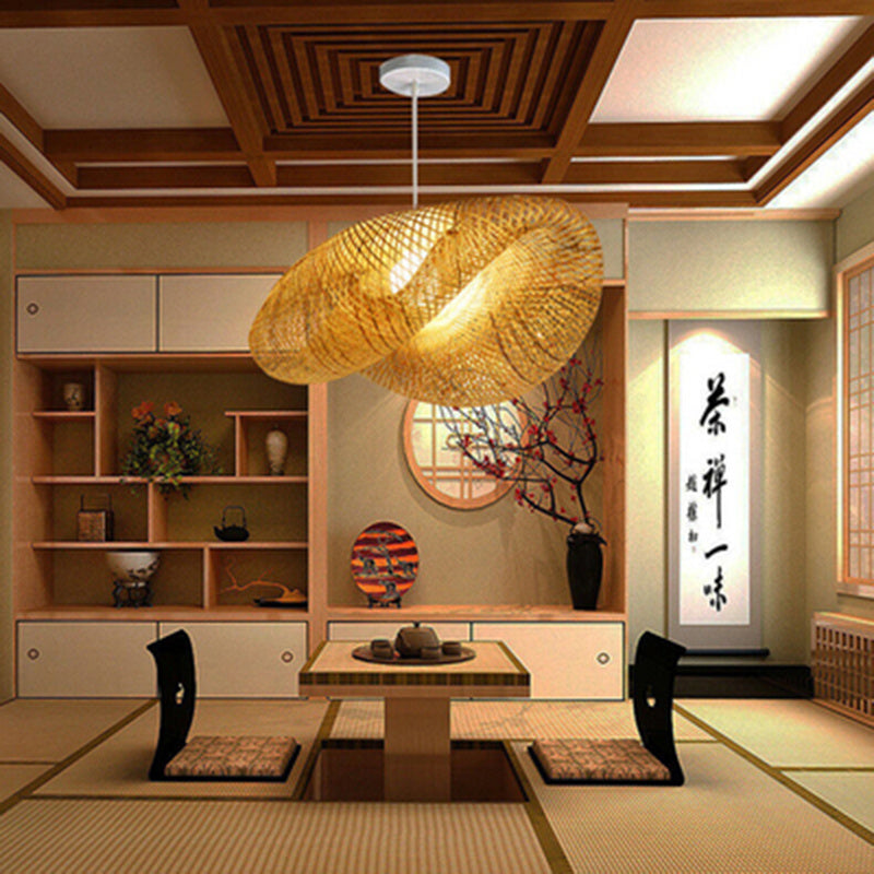 Lustre en bambou, lampe de salon de thé zen chinoise - LUXARAH