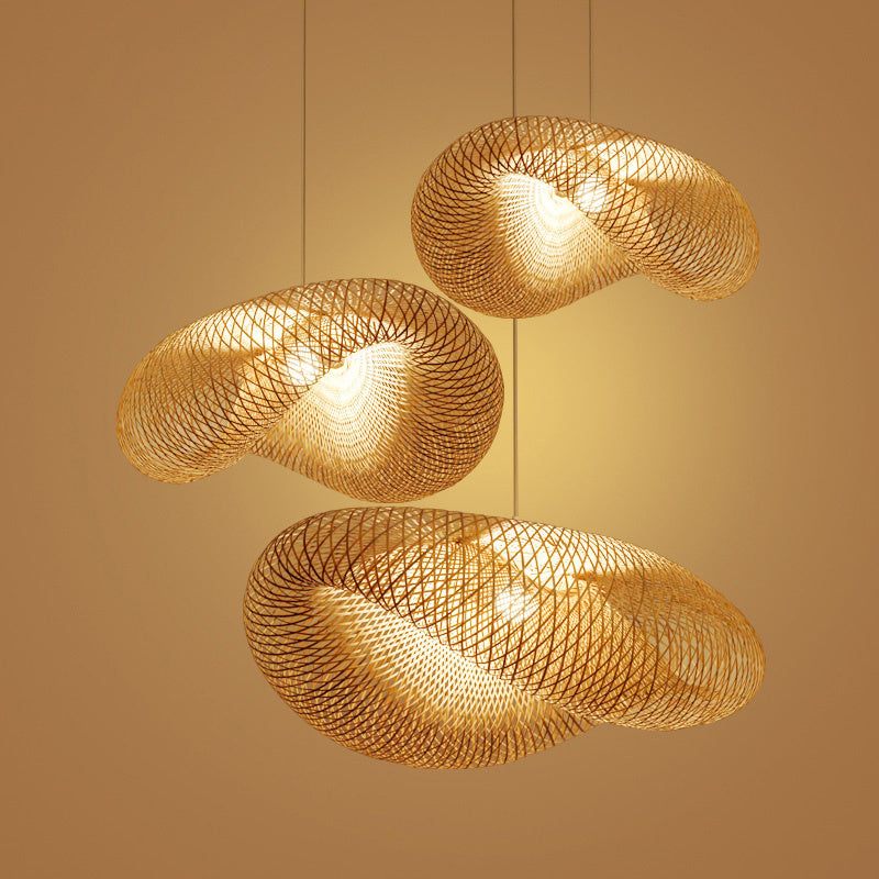 Lustre en bambou, lampe de salon de thé zen chinoise - LUXARAH