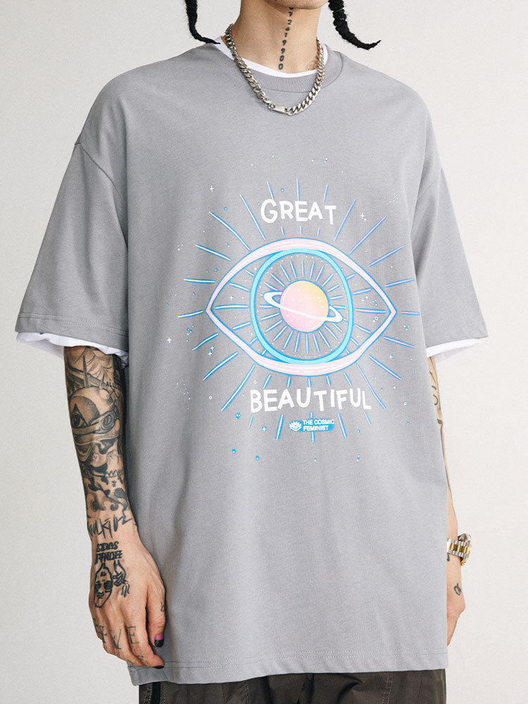 T-shirt surdimensionné à manches courtes personnalisé Dream Eyes - LUXARAH