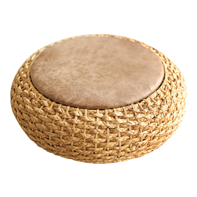 Coussin futon rond et épais en rotin tissé - LUXARAH