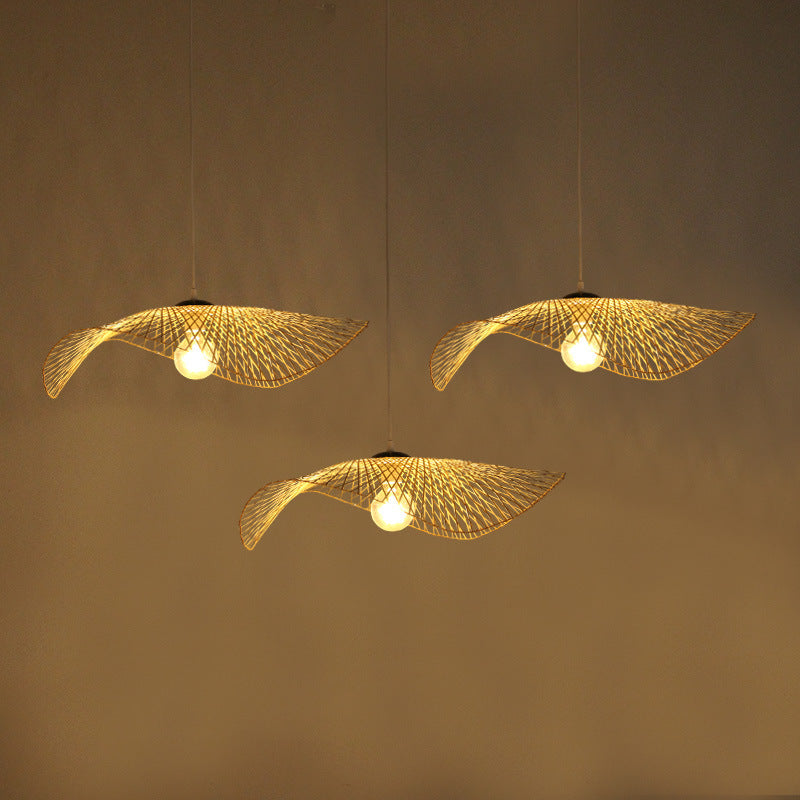 Lustre en bambou de style japonais, lampe de salon créative - LUXARAH