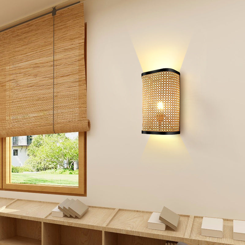 Lampe murale en rotin pour chambre à coucher, chevet, allée, escalier, tatami - LUXARAH