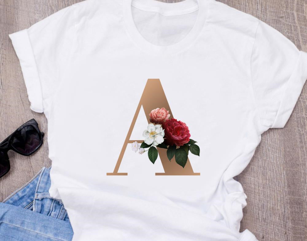 T-shirt oversize à manches courtes imprimé 26 lettres anglaises - LUXARAH