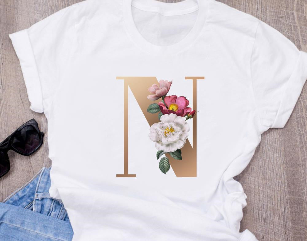 T-shirt oversize à manches courtes imprimé 26 lettres anglaises - LUXARAH