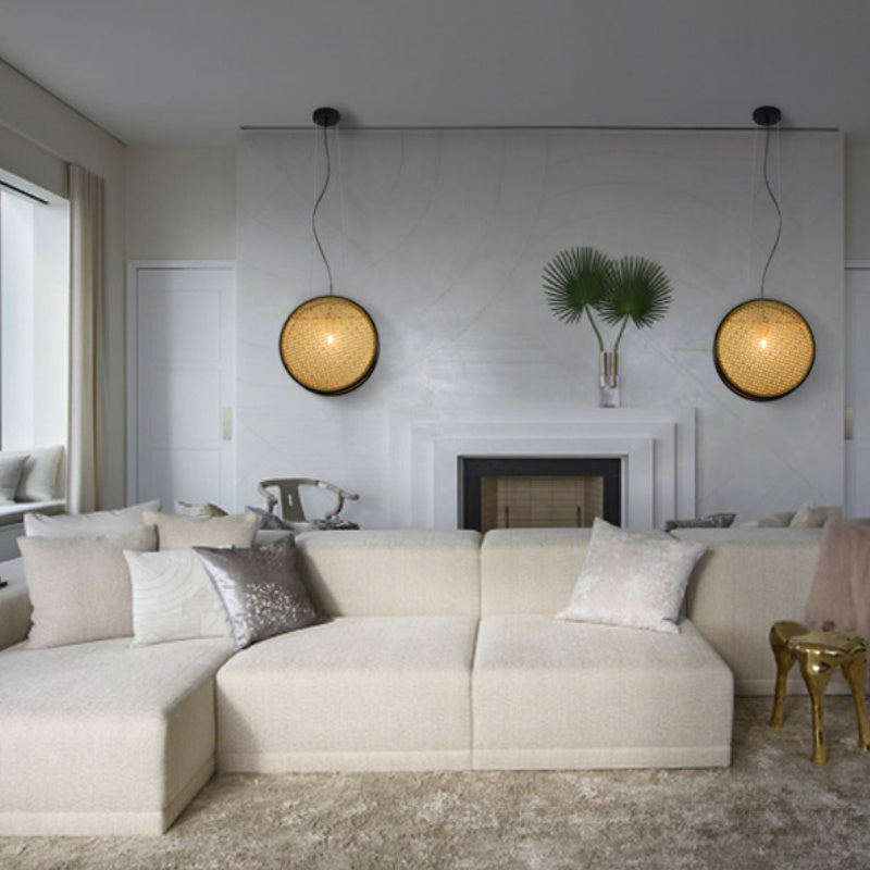 Lampes rétro créatives en rotin pour lustre de restaurant - LUXARAH