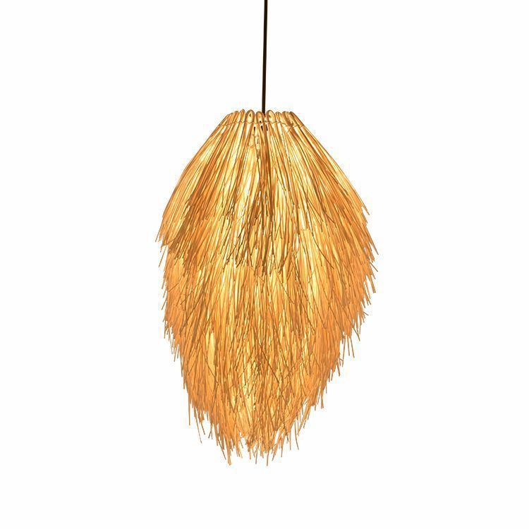 Lustre en rotin idyllique pour hôtel, Lustre créatif en forme de pomme de pin