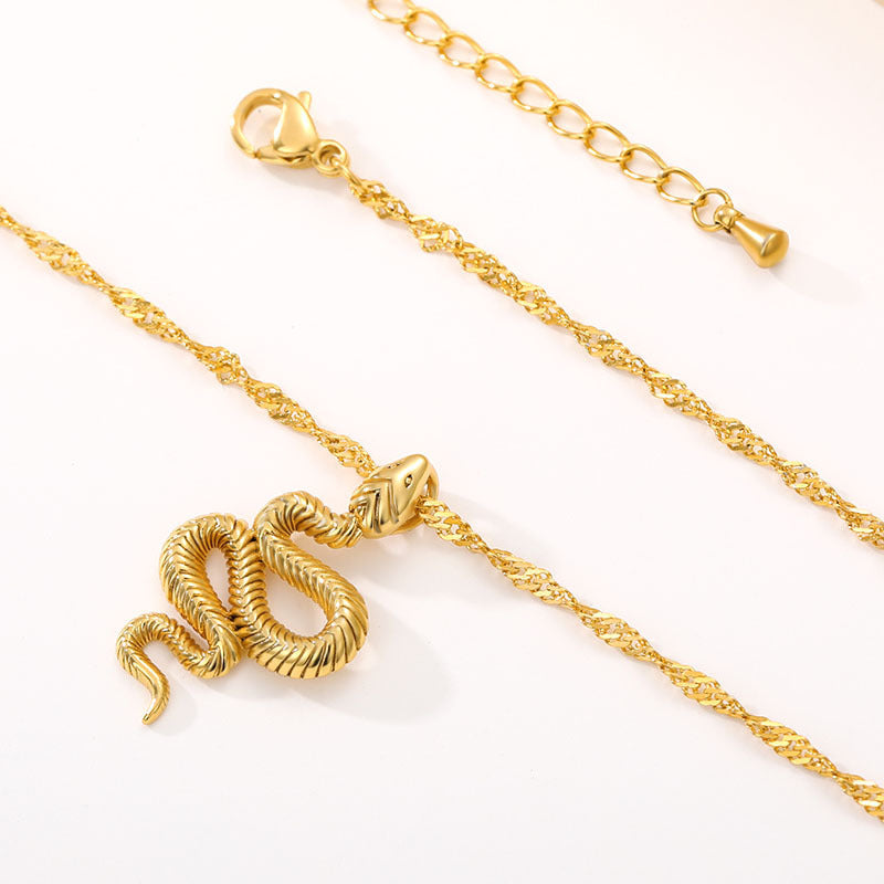 Colliers serpent en acier inoxydable pour femmes et hommes, couleur or et argent, pendentif animal du zodiaque, chaîne de cou, bijoux